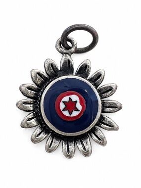 Vintage Sunflower Murano Millefiori Glass Pendant Sterling Silver 925